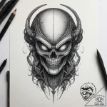 A xenomorph from alien, artistic tattoo sketc… – tattoo sketch (№1753881065_0, 30.07.2025 13:11) — tattoovalue.net