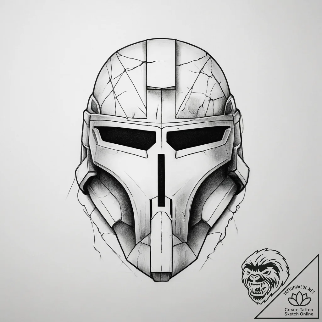 Tattoo design a combat helmet with a single,... - tattoo sketch (№1753882051_0, 30.07.2025 13:27) — tattoovalue.net