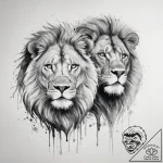 Tattoo design a lion and lioness together, sy… – tattoo sketch (№1753882243_0, 30.07.2025 13:30) — tattoovalue.net