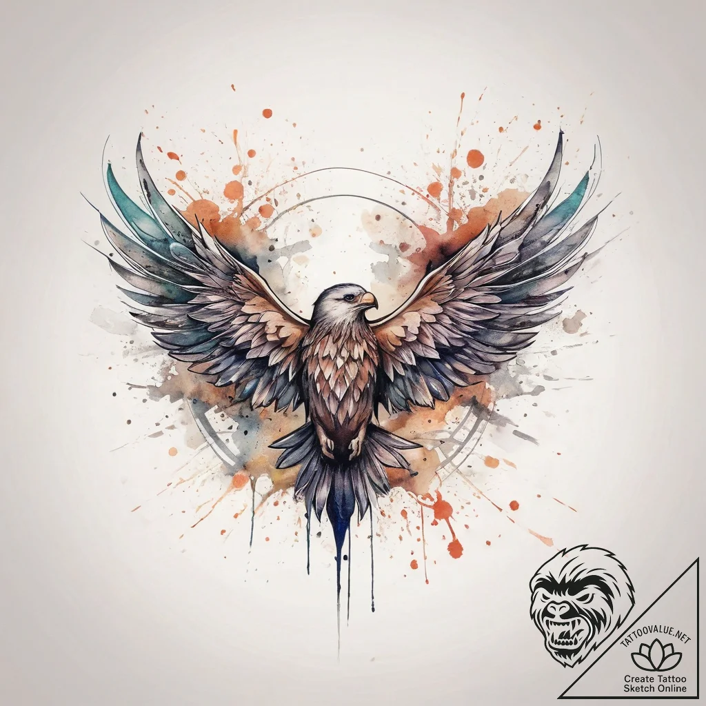 Freedom (symbol), artistic tattoo sketch, wat... - tattoo sketch (№1753882638_0, 30.07.2025 13:37) — tattoovalue.net