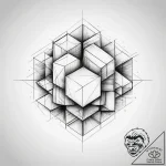 Cubes, ink illustration for tattoo, bold outl… – tattoo sketch (№1753883028_0, 30.07.2025 13:43) — tattoovalue.net