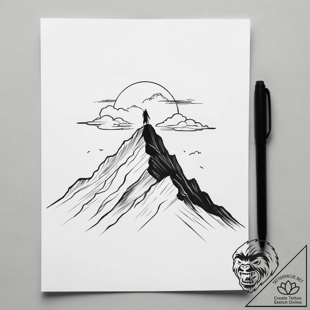 Tattoo design: a silhouette of perun standing... - tattoo sketch (№1753883227_0, 30.07.2025 13:47) — tattoovalue.net