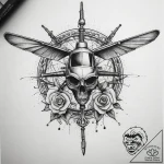 A detailed shot of a helicopter’s rotor blade… – tattoo sketch (№1753884815_0, 30.07.2025 14:13) — tattoovalue.net