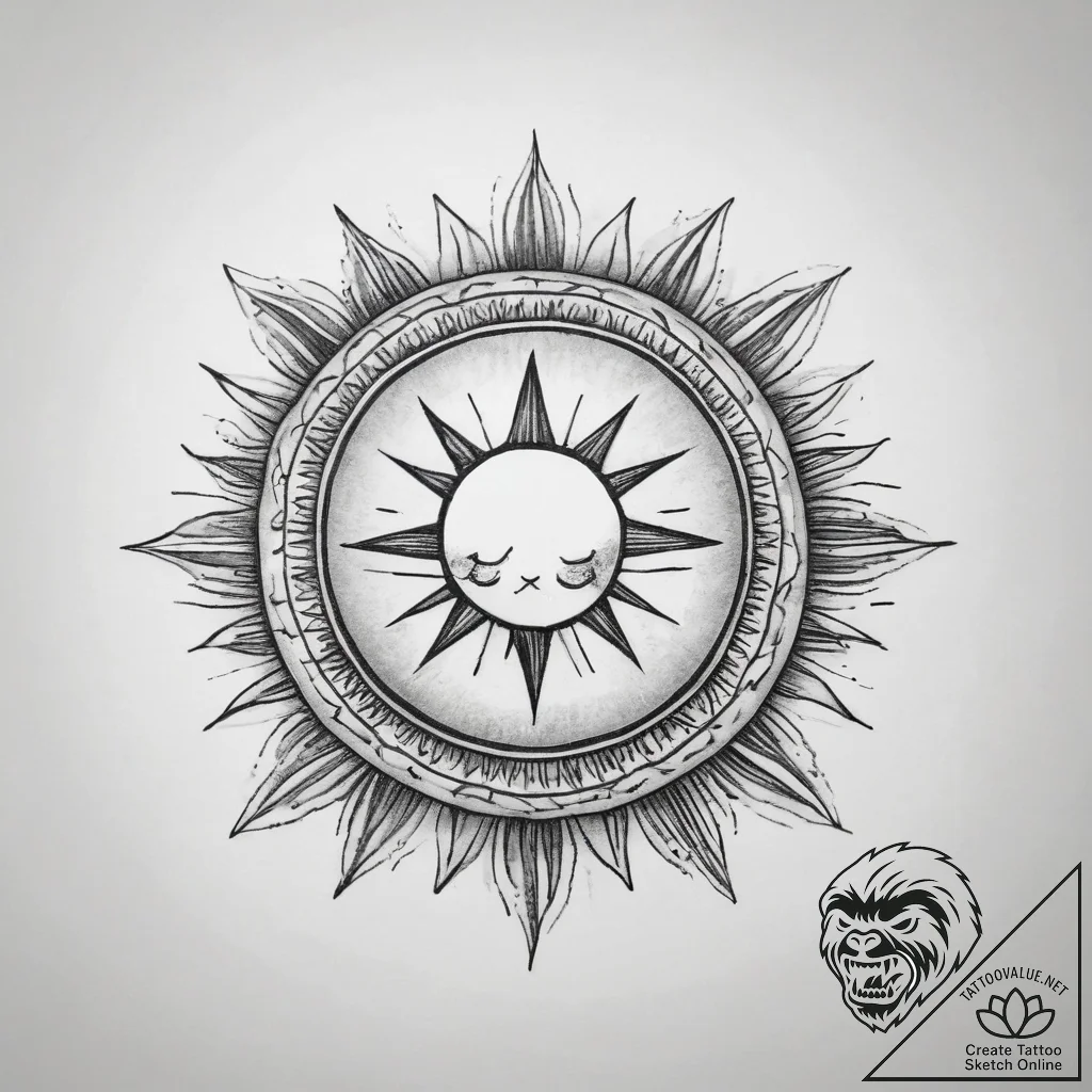 Tattoo sketch a simple 'sun' on one, a 'cloud... - tattoo sketch (№1753885408_0, 30.07.2025 14:23) — tattoovalue.net