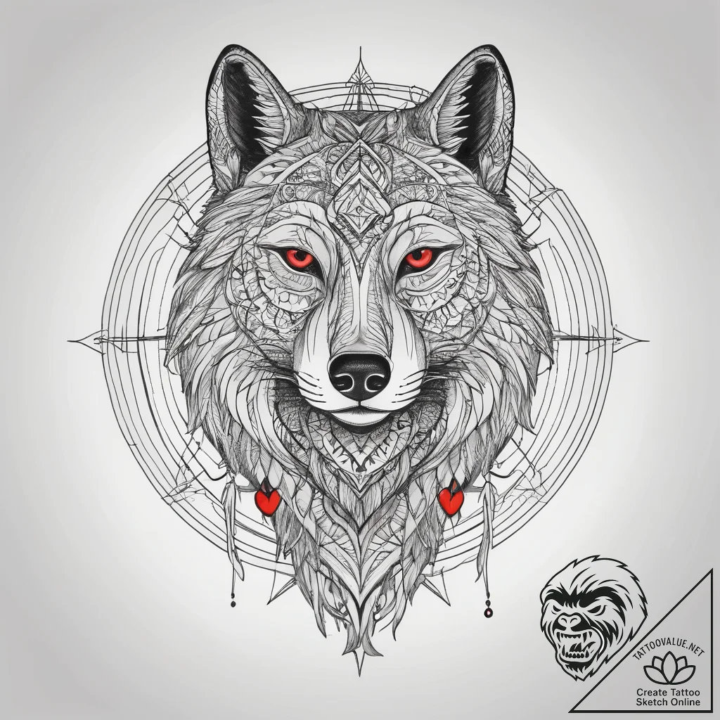 Tattoo sketch: a geometric mandala incorporat... - tattoo sketch (№1753885602_0, 30.07.2025 14:26) — tattoovalue.net