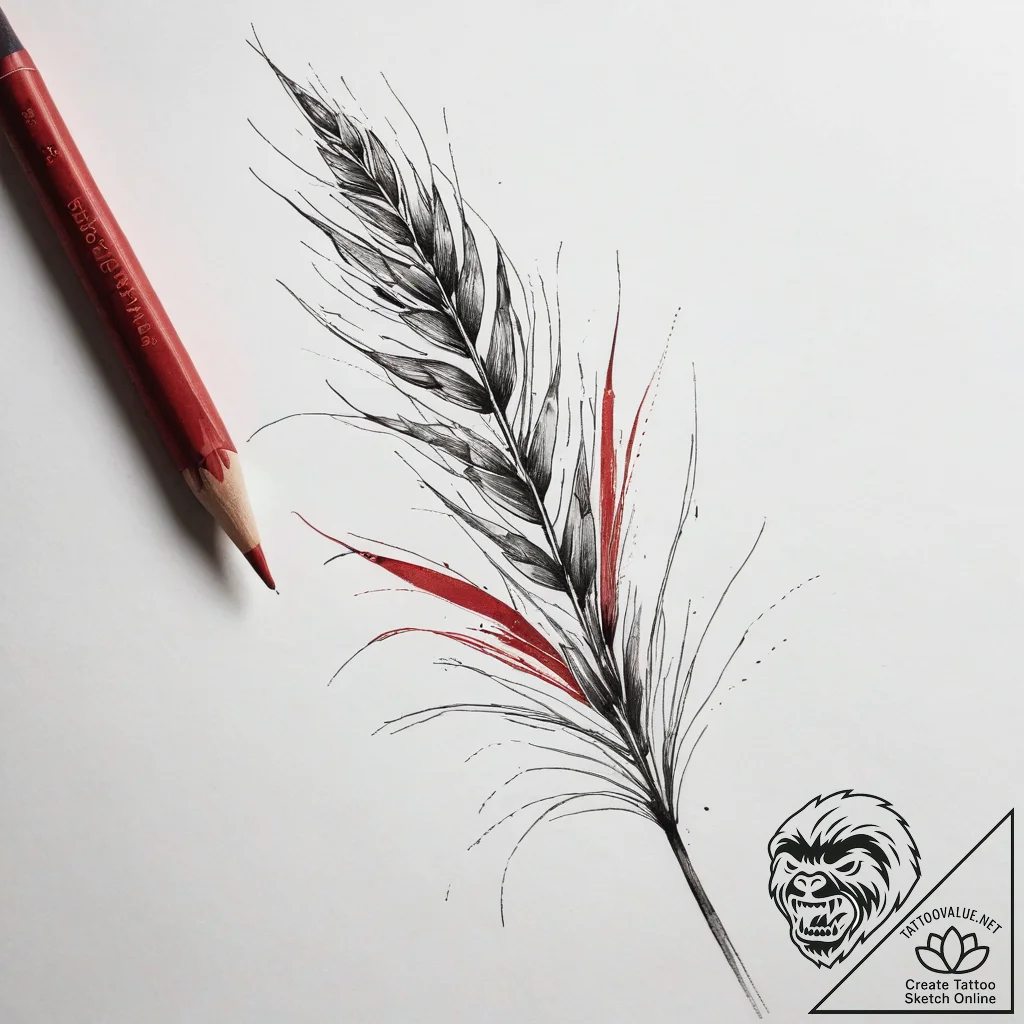 Ear of wheat, tattoo drawing outline, on a cl... - tattoo sketch (№1753886005_0, 30.07.2025 14:33) — tattoovalue.net