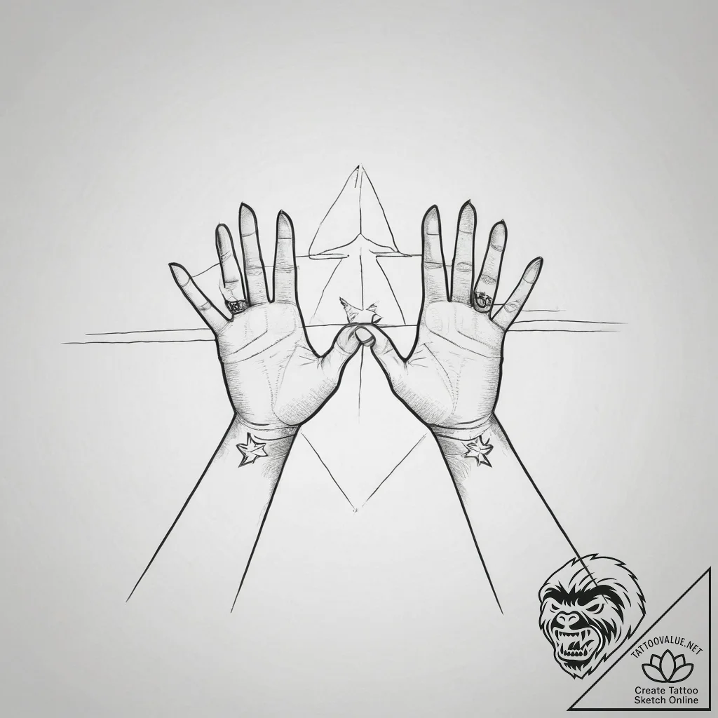 Tattoo sketch two hands reaching for the same... - tattoo sketch (№1753886593_0, 30.07.2025 14:43) — tattoovalue.net