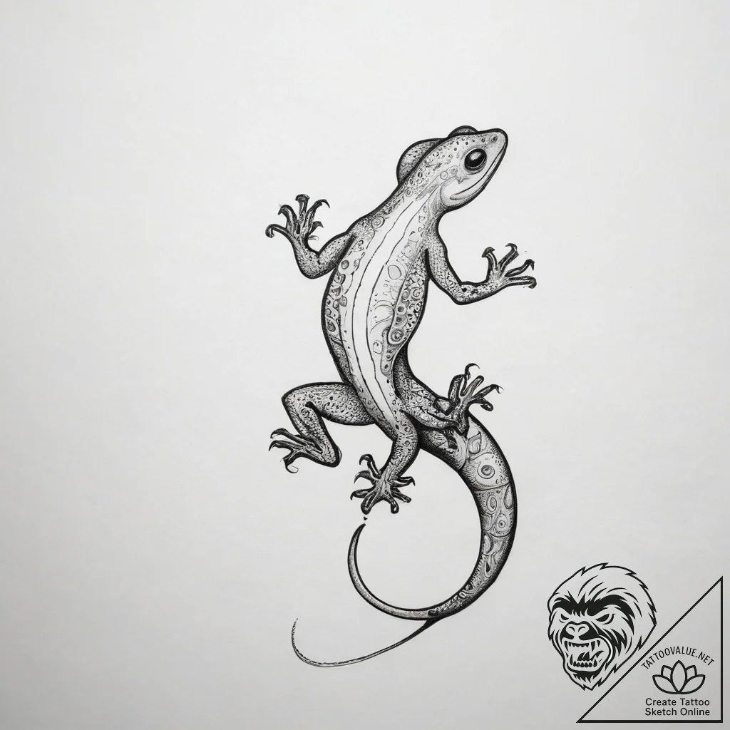 Salamander - tattoo sketch (№1753887776_0, 30.07.2025 15:02) — tattoovalue.net