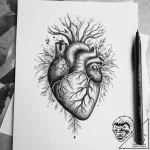 Tattoo sketch an anatomical heart, rendered r… – tattoo sketch (№1753889144_0, 30.07.2025 15:25) — tattoovalue.net