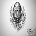 Tattoo design a stylized jetpack with flames… – tattoo sketch (№1753889347_0, 30.07.2025 15:29) — tattoovalue.net
