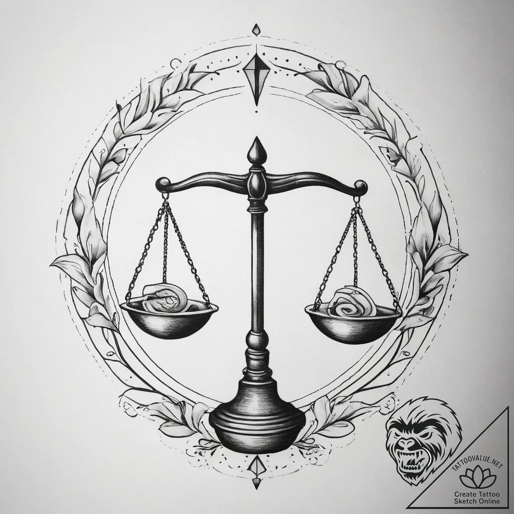 Tattoo sketch libra's scales, perfectly balan... - tattoo sketch (№1753889548_0, 30.07.2025 15:32) — tattoovalue.net