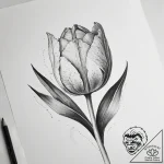 Tulip, concept art for tattoo, black and whit… – tattoo sketch (№1753890337_0, 30.07.2025 15:45) — tattoovalue.net