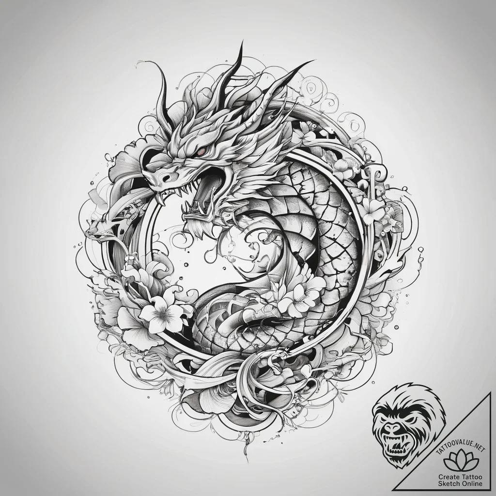 Spiral, tattoo drawing outline, irezumi japan... - tattoo sketch (№1753890533_0, 30.07.2025 15:48) — tattoovalue.net
