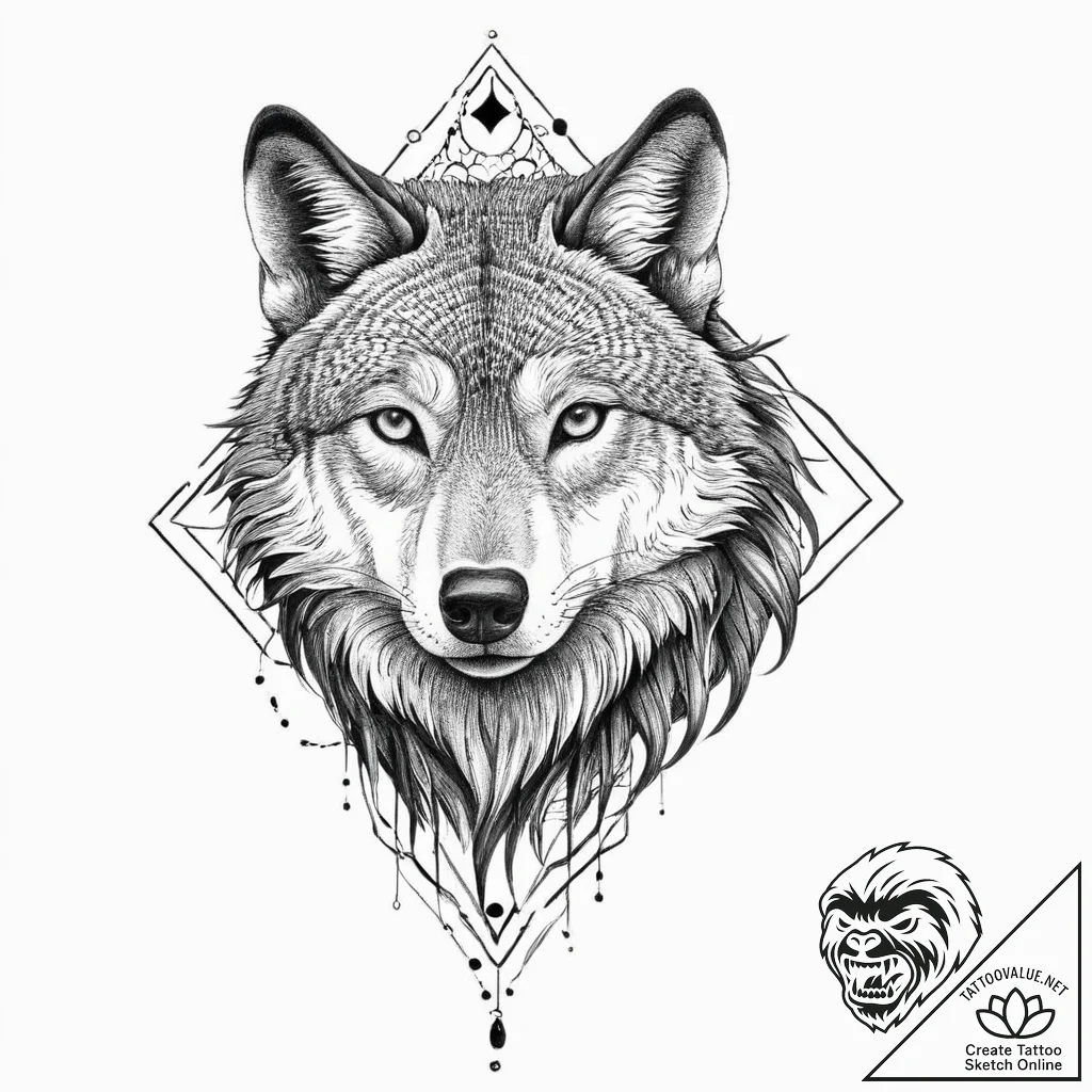 Tattoo design: a wolf or crow (associated wit... - tattoo sketch (№1753891726_0, 30.07.2025 16:08) — tattoovalue.net