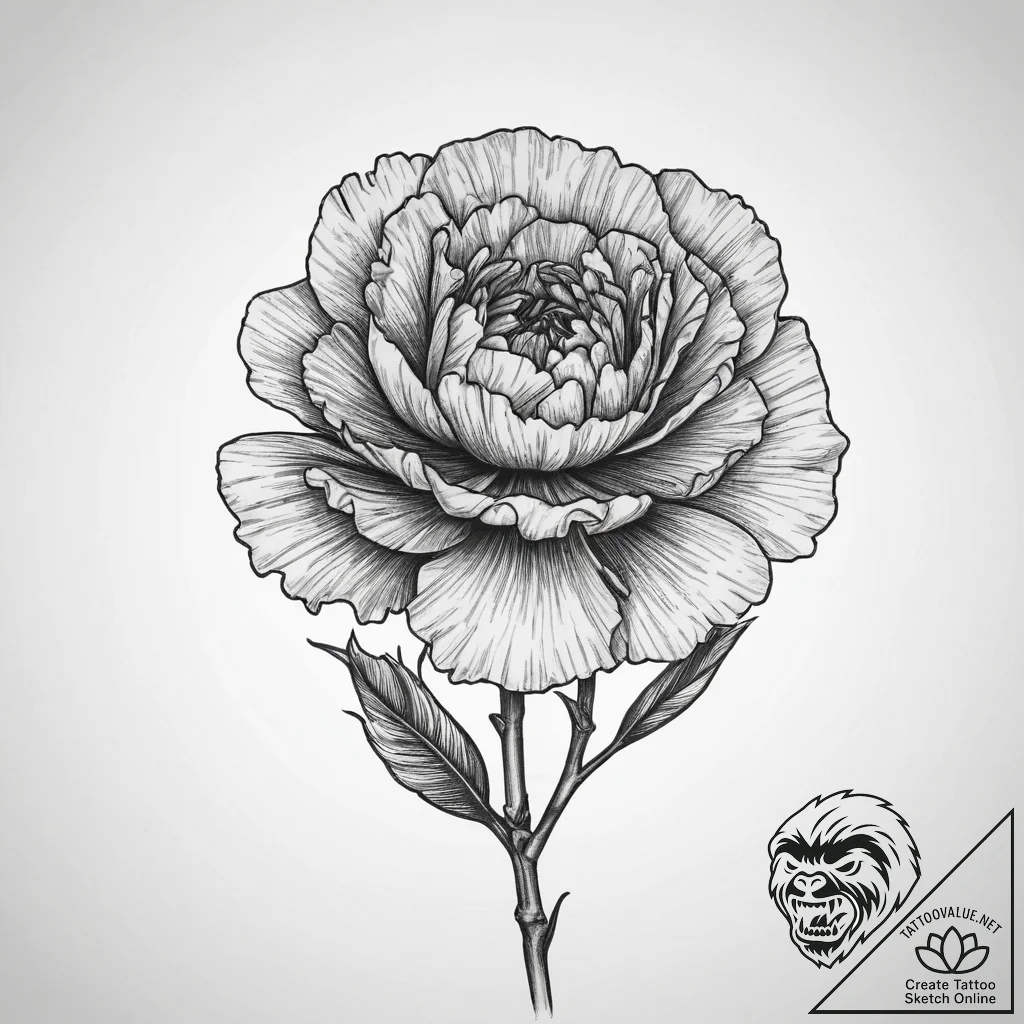 Carnation, artistic tattoo sketch, realistic... - tattoo sketch (№1753892725_0, 30.07.2025 16:25) — tattoovalue.net