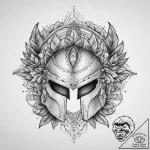 Tattoo design a spartan helmet with a laurel… – tattoo sketch (№1753893935_0, 30.07.2025 16:45) — tattoovalue.net