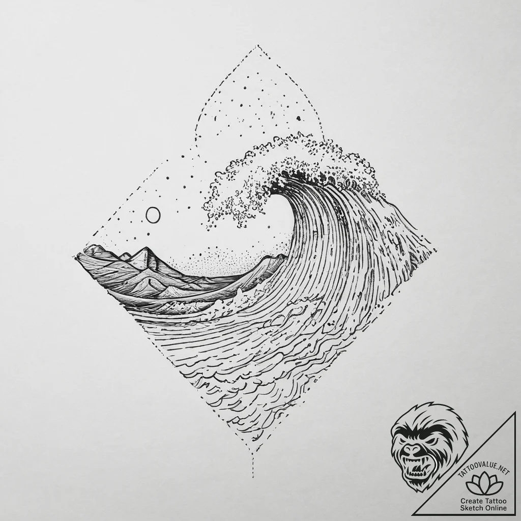 Tattoo design a fine line wave on the inner b... - tattoo sketch (№1753894338_0, 30.07.2025 16:52) — tattoovalue.net