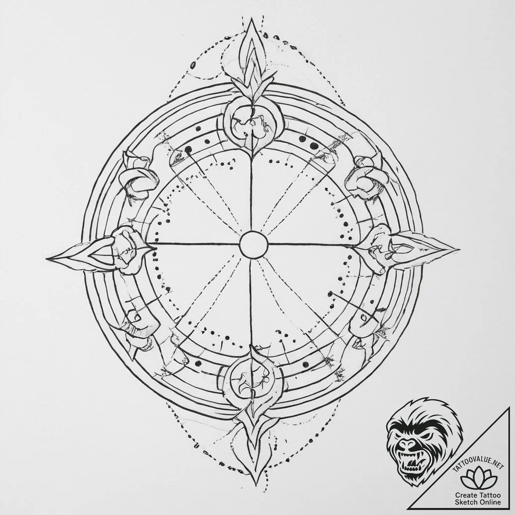Tattoo design a dual-style tattoo: one half o... - tattoo sketch (№1753894538_0, 30.07.2025 16:55) — tattoovalue.net