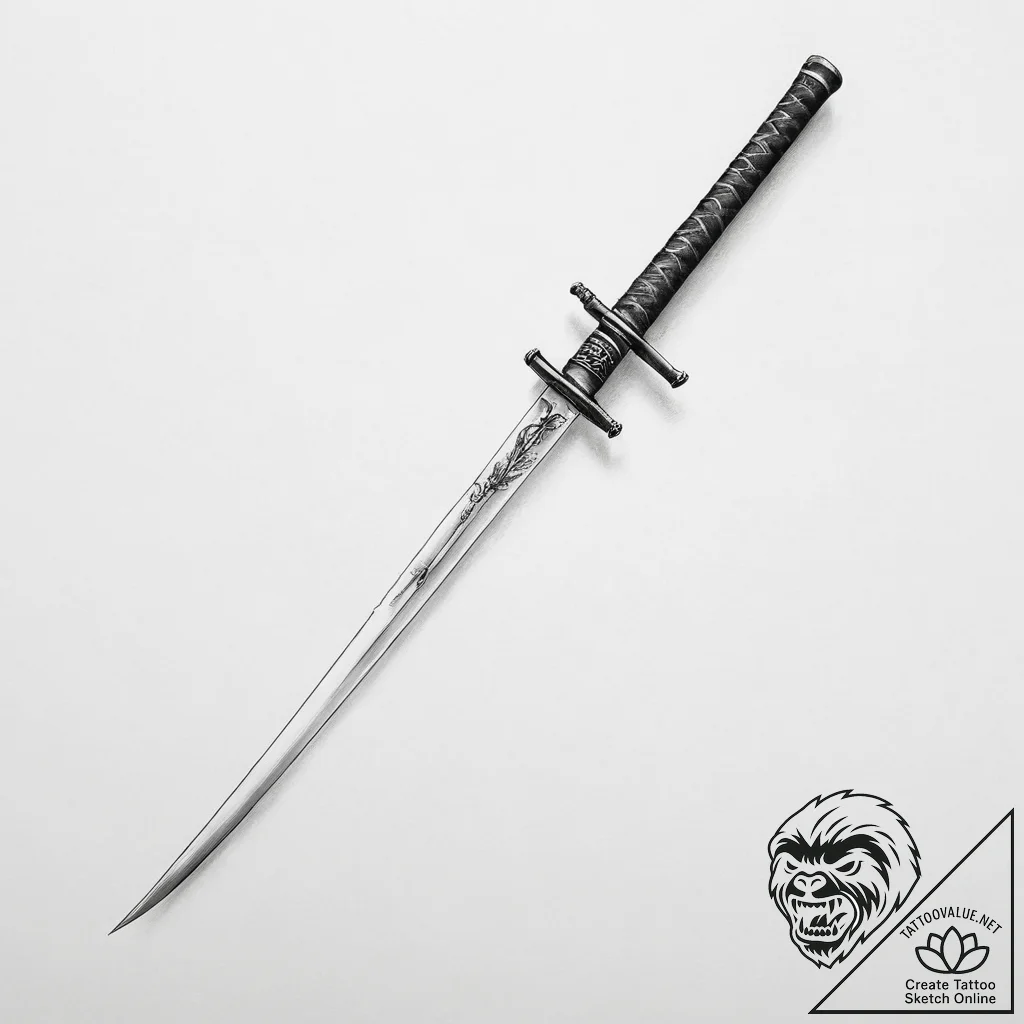 Katana - tattoo sketch (№1753895336_0, 30.07.2025 17:08) — tattoovalue.net