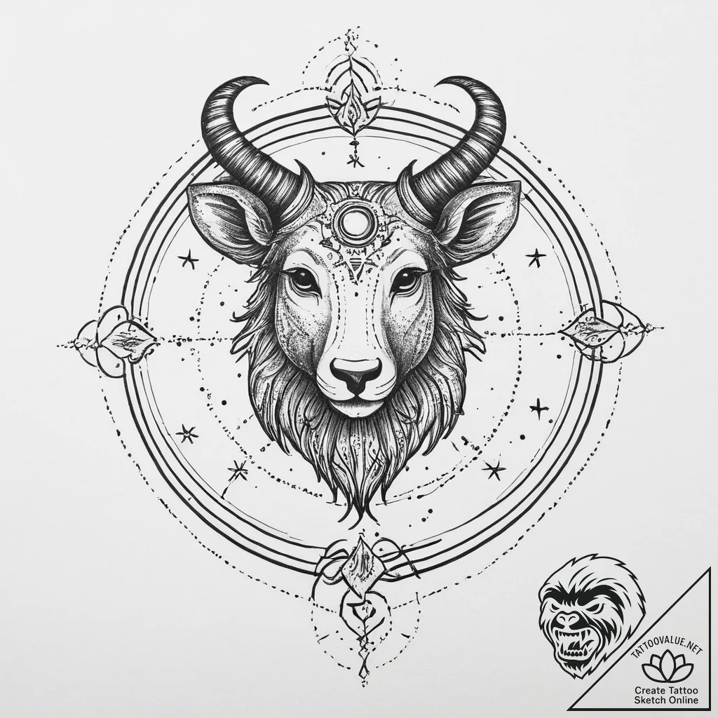 Tattoo sketch a zodiac animal outline filled... - tattoo sketch (№1753895532_0, 30.07.2025 17:12) — tattoovalue.net
