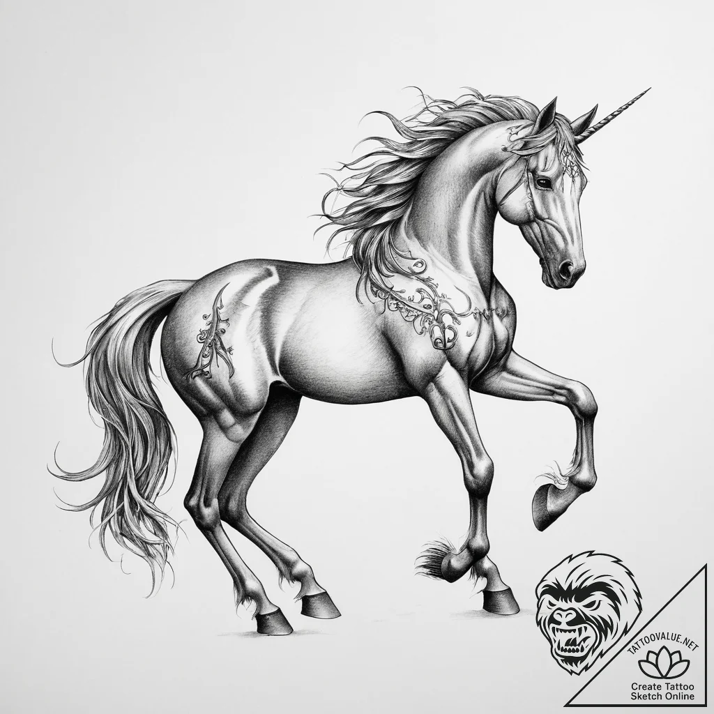 Sleipnir, odin's eight-legged horse - tattoo sketch (№1753896158_0, 30.07.2025 17:22) — tattoovalue.net