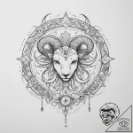 Tattoo design a zodiac glyph (symbol) with su… – tattoo sketch (№1753896355_0, 30.07.2025 17:25) — tattoovalue.net