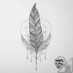 Tattoo design a single feather falling, symbo… – tattoo sketch (№1753896758_0, 30.07.2025 17:32) — tattoovalue.net