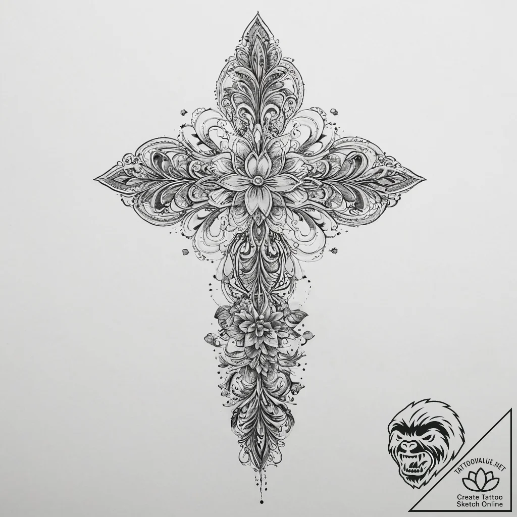 Tattoo design a flower where the stem is a pi... - tattoo sketch (№1753897361_0, 30.07.2025 17:42) — tattoovalue.net