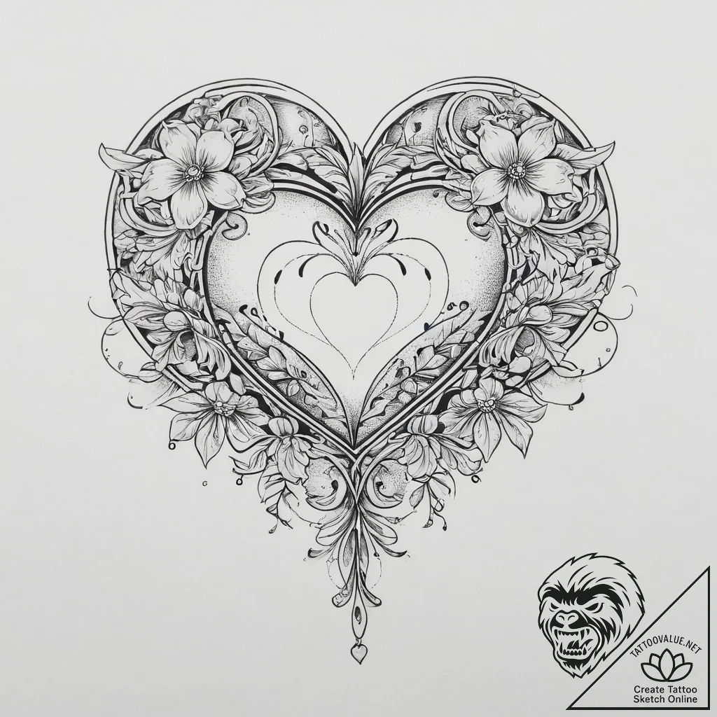 Tattoo sketch a subtle negative space heart i... - tattoo sketch (№1753897761_0, 30.07.2025 17:49) — tattoovalue.net