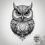 Owl with skull, tattoo drawing outline, detai… – tattoo sketch (№1753898167_0, 30.07.2025 17:56) — tattoovalue.net