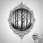 Tattoo design a forest silhouette with an eer… – tattoo sketch (№1753898366_0, 30.07.2025 17:59) — tattoovalue.net