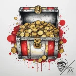 Tattoo design a treasure chest overflowing wi… – tattoo sketch (№1753898961_0, 30.07.2025 18:09) — tattoovalue.net