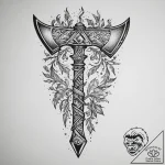 A powerful tattoo design of perun’s axe, inte… – tattoo sketch (№1753899161_0, 30.07.2025 18:12) — tattoovalue.net