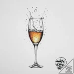 A shot of a glass of champagne, with bubbles… – tattoo sketch (№1753899759_0, 30.07.2025 18:22) — tattoovalue.net