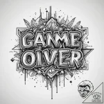 Tattoo sketch a “game over” message made of f… – tattoo sketch (№1753900159_0, 30.07.2025 18:29) — tattoovalue.net