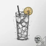 A glass of iced tea with lemon and mint, cond… – tattoo sketch (№1753900559_0, 30.07.2025 18:35) — tattoovalue.net