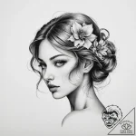 Tattoo design a deep, thoughtful gaze, reflec… – tattoo sketch (№1753902148_0, 30.07.2025 19:02) — tattoovalue.net