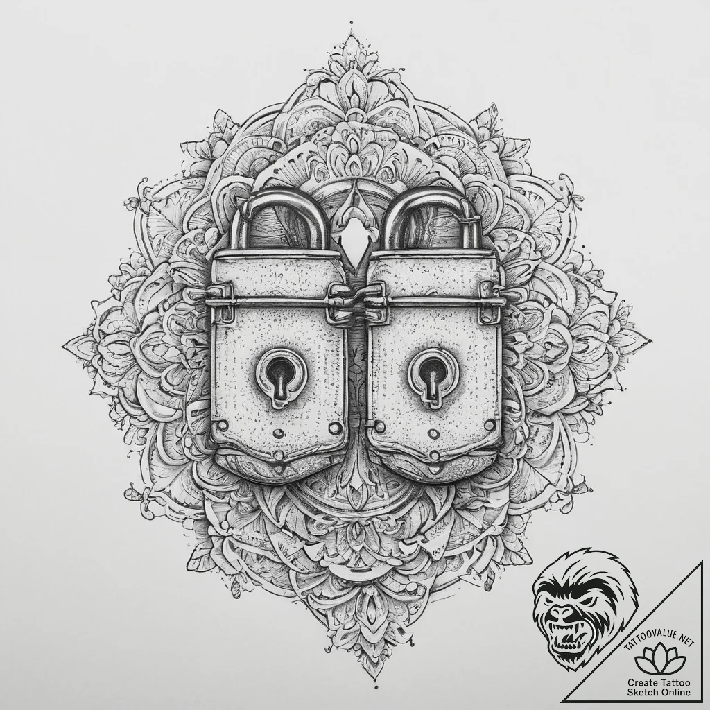 Tattoo sketch a stylized lock on one partner,... - tattoo sketch (№1753902346_0, 30.07.2025 19:05) — tattoovalue.net