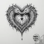 Tattoo sketch a heart container with a dragon… – tattoo sketch (№1753902544_0, 30.07.2025 19:09) — tattoovalue.net