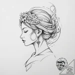 Tattoo design a virgo maiden’s profile, outli… – tattoo sketch (№1753902742_0, 30.07.2025 19:12) — tattoovalue.net
