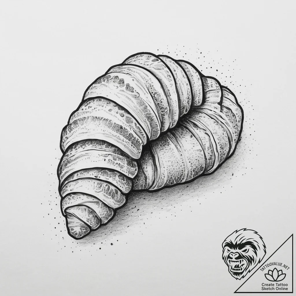 Croissant, ink illustration for tattoo, on a... - tattoo sketch (№1753903528_0, 30.07.2025 19:25) — tattoovalue.net