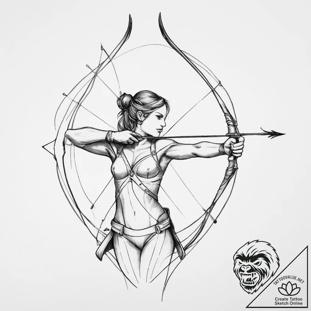 Tattoo sketch a sagittarius archer's silhouet... - tattoo sketch (№1753903926_0, 30.07.2025 19:32) — tattoovalue.net