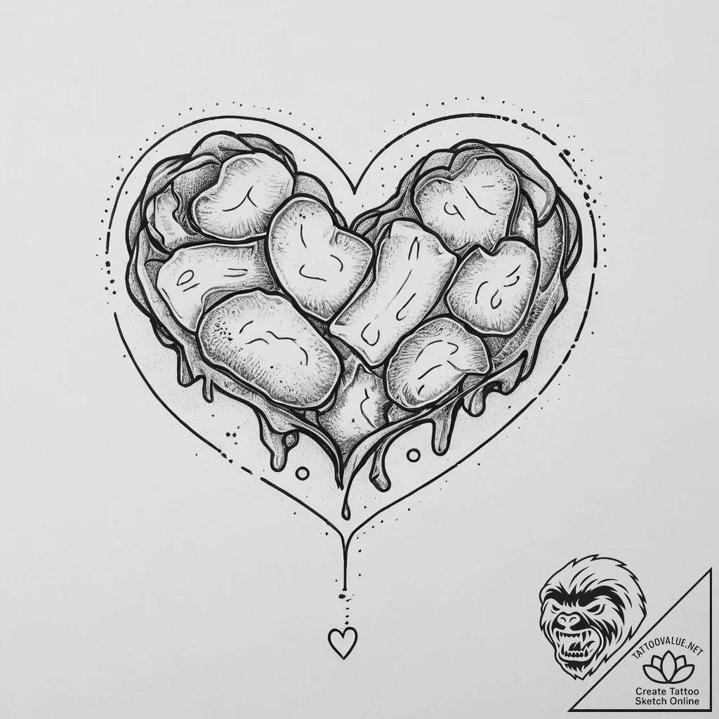 Tattoo sketch two halves of a candy heart wit... - tattoo sketch (№1753904326_0, 30.07.2025 19:38) — tattoovalue.net