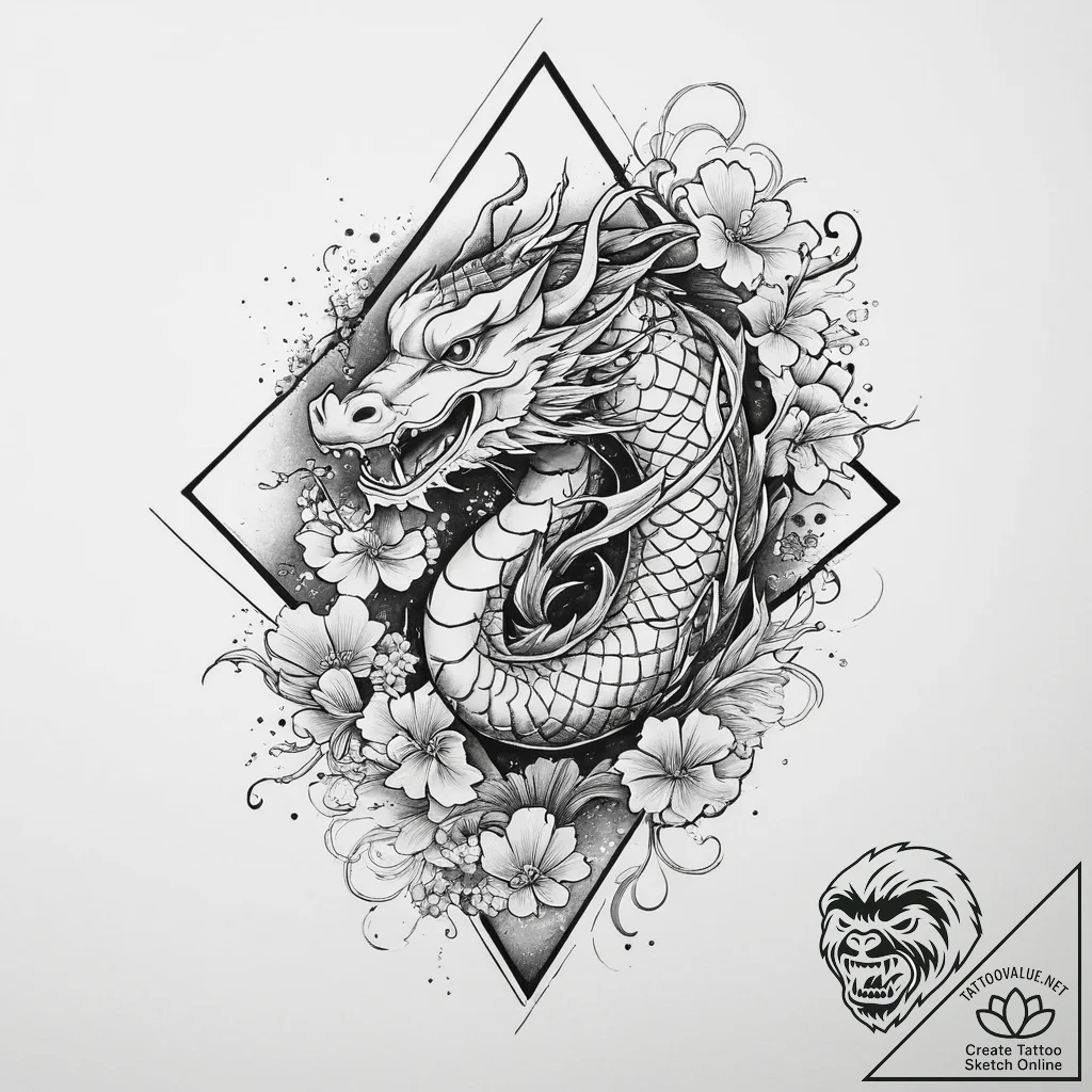 Rhombus, ink illustration for tattoo, on a cl... - tattoo sketch (№1753904525_0, 30.07.2025 19:42) — tattoovalue.net