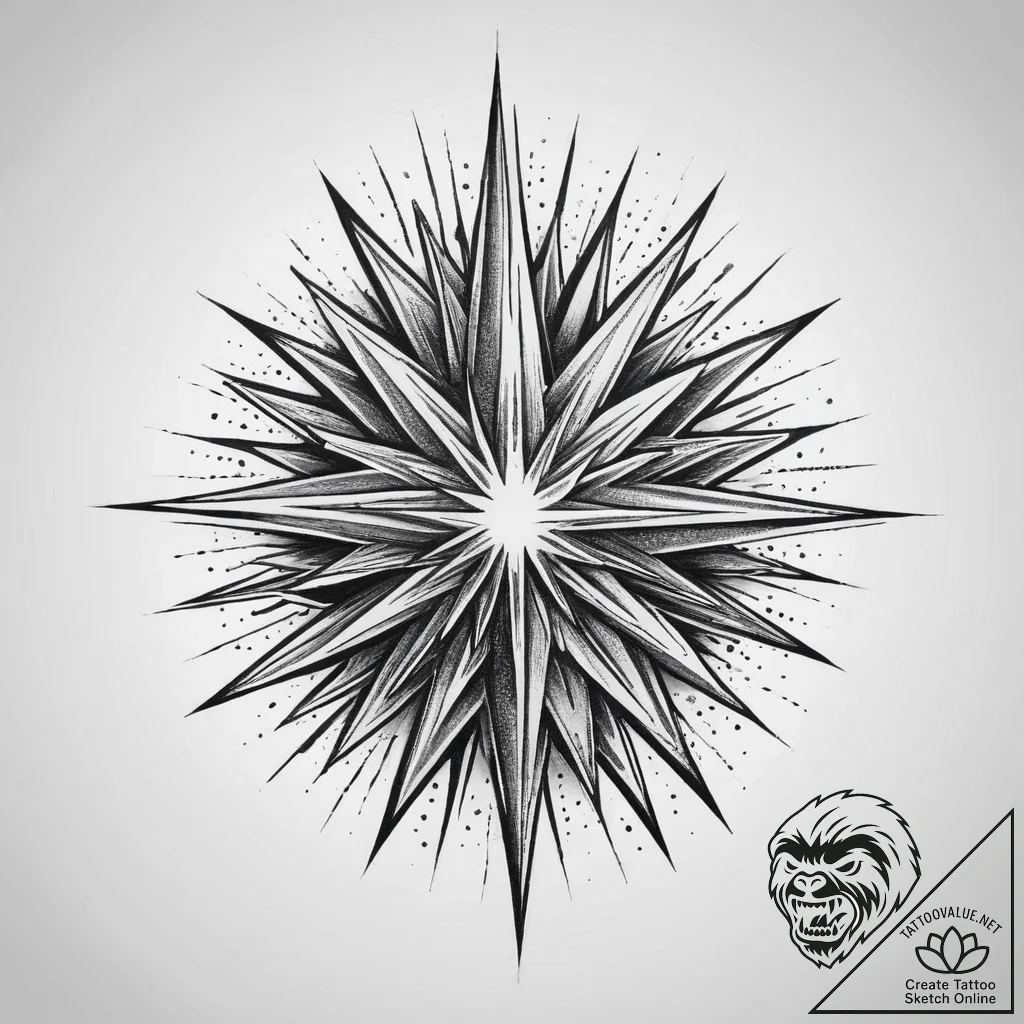 Tattoo sketch a starburst effect emanating fr... - tattoo sketch (№1753905316_0, 30.07.2025 19:55) — tattoovalue.net