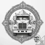 A long-haul truck driving down a deserted hig… – tattoo sketch (№1753906110_0, 30.07.2025 20:08) — tattoovalue.net