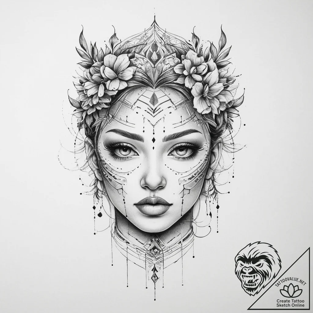 Tattoo design a subtle 'glitch' effect on a b... - tattoo sketch (№1753906902_0, 30.07.2025 20:21) — tattoovalue.net
