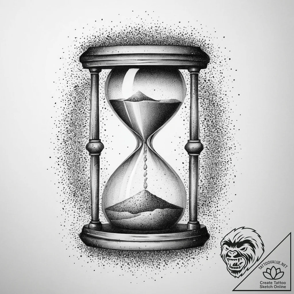 Tattoo design a simple hourglass with sand fl... - tattoo sketch (№1753908081_0, 30.07.2025 20:41) — tattoovalue.net