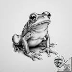 Glass frog, tattoo line art, on a clean white… – tattoo sketch (№1753908877_0, 30.07.2025 20:54) — tattoovalue.net