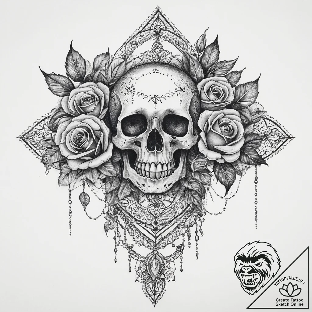 Tattoo design a delicate lace border with mic... - tattoo sketch (№1753909268_0, 30.07.2025 21:01) — tattoovalue.net